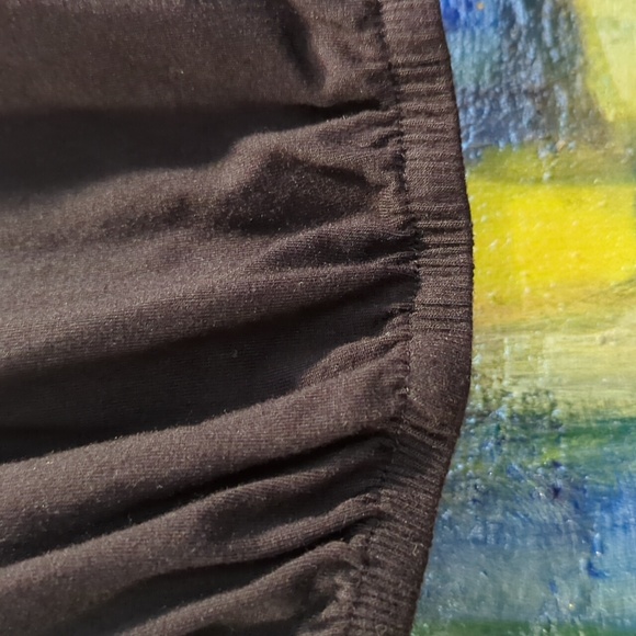 IMAN black tassel ruffle neck blouse 3/4 sleeved w/ elastic cuffs and hem small - Picture 6 of 13